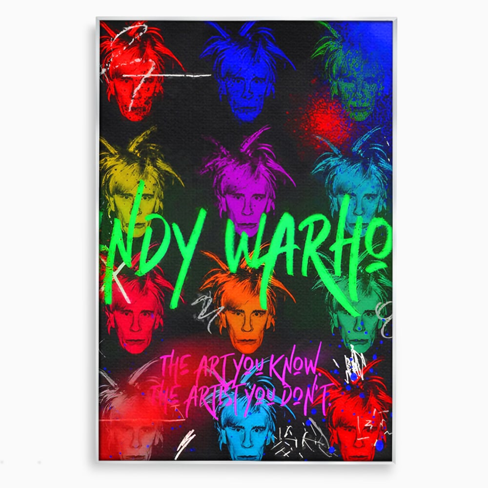 Tablou canvas cu tablou canvas cu portrete pop art andy warhol, in rama de aluminiu argintiu